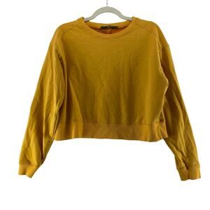 Ibex Golden Yellow Cropped Sweatshirt Size Large Wool Blend